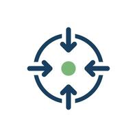 A captivating icon representing strategy and direction, with arrows pointing inward to a central focal point, symbolizing focus and effective coordination in various contexts vector