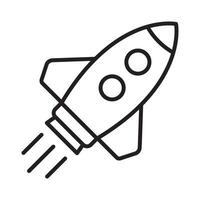 Rocket line icon. Cartoon flying rocket line icon. Expanded stroke. vector