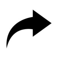 Curved arrow icon, black pointer. vector