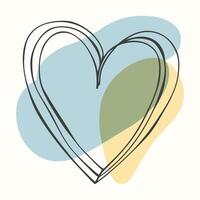 Minimalist Hand Drawn Heart with Abstract Colorful Shapes vector