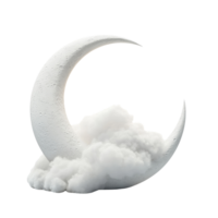 Crescent Moon Rests Upon Soft Fluffy Clouds png