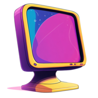 Retro Colorful Computer Screen Displaying Abstract Art png