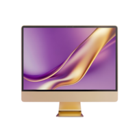 Gold Desktop Computer with Abstract Purple Gold Wallpaper png