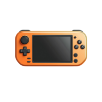 Orange handheld gaming console with screen and buttons png