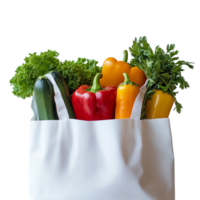 Fresh Vegetables in a White Reusable Shopping Bag png