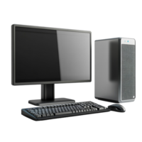 Modern Desktop Computer System with Monitor Keyboard and Mouse png