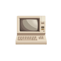 Retro Beige Desktop Computer with Integrated Keyboard png