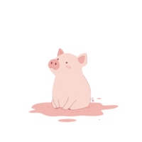 A Pink Piglet Sitting in a Pink Puddle png