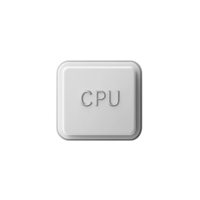 White Square Button Showing CPU Text png