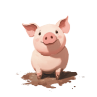 A Happy Piglet Sitting In Mud png
