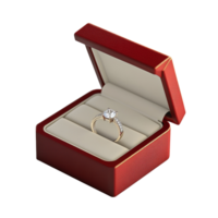Diamond Engagement Ring in Red Jewelry Box png