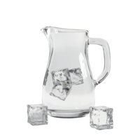 Glass Pitcher with Ice Cubes Ready for Refreshing Drinks png