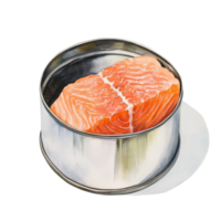 Raw Salmon Fillet in a Metal Tin png