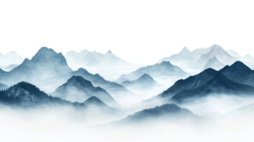 Misty Mountains Enveloped in Serene Cloudscape png