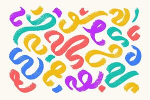 Abstract textured drawn swirl shapes set. artistic wavy lines. Graphic elements collection. vector