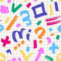 Various Hand drawn Shapes and Doodle objects as a backdrop. seamless pattern with various symbols and signs. Bright repeatable backdrop. vector