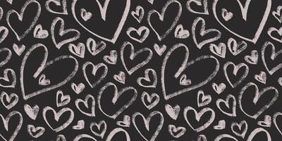 seamless pattern with hand drawn hearts. Textured drawn heart shapes various sizes as a repeatable backdrop. Minimalistic romantic backdrop. vector