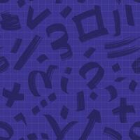 Various hand drawn shapes and doodle objects as a backdrop. seamless pattern with various symbols and signs. Repeatable backdrop in shades of blue. vector