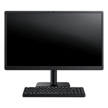 pulcro negro escritorio computadora monitor con teclado y No monitor png