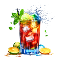 Refreshing Cocktail with Ice and Citrus Fruits Splashing Water png