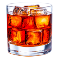 clásico vaso de marrón bebida con hielo cubitos y refrescante apelación png