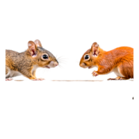 Two Adorable Squirrels Side by Side on a White Background png