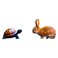 Playful Interaction Between Turtle and Rabbit on png