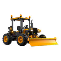 Bright Yellow Tractor with Plow Attachment for Construction Work png