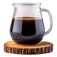 Glass Pitcher with Coffee on Rustic Wooden Surface png