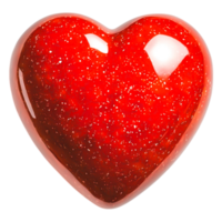 Glossy Red Heart Shaped Decoration with Sparkling Glitter Effect png