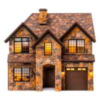 Charming Stone House with Warm Glow and Inviting Structure png