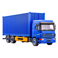 Blue Freight Truck with Container on for Transport png