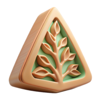 Render of a Triangular Tree of Life Icon, Eco-Friendly Nature Symbol, Abstract Pastel Green and Orange Design Element png