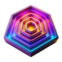 Vibrant Neon Hexagon Illustration, Geometric Shapes, Gradient Colors, Abstract Background Design, Colorful Pattern, Digital Art, Modern Graphic, Futuristic Style, Hexagonal Structure, Intricate Design png