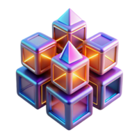 Abstract Render of Glowing Cubes and Pyramids png