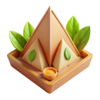 Render of Pyramid Structure with Leaves and Spice png