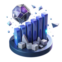 Abstract Render of Geometric Data Chart with Crystal Elements png