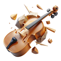 Shattered Symphony A Render of a Violin Exploding into Geometric Fragments png
