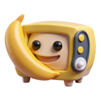Joyful Render of a Retro TV Character Hugging a Banana png