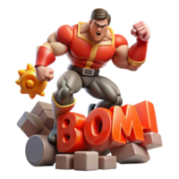 Powerful Illustration of a Muscular Hero Crushing the Word BOM png