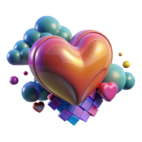 Render Shiny Heart Abstract Background Colorful Bubbles Cubes Design png