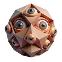 Abstract Render of Polygonal Face with Multiple Eyes png