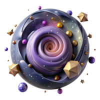 Cosmic Swirl Render Abstract Background Purple Galaxy Sphere with Geometric Elements png