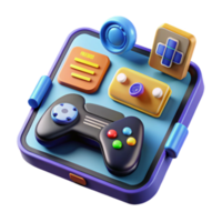 Render of a Gaming App Icon Colorful Game Controller and UI Elements png