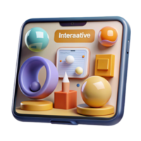 Interactive Smartphone App UI Design with Abstract Geometric Shapes and Objects Illustration png