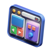 Render of Colorful User Interface Control Panel with Play Buttons png