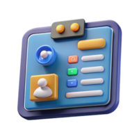 Render of User Interface Panel, Colorful App Icon Design, Digital Dashboard Illustration png