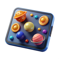 Vibrant Render of a Colorful Planetary System on a Tablet Screen png