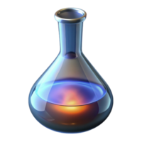 Glowing Erlenmeyer Flask Render, Science Experiment Illustration png