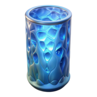 Glowing Blue Organic Render, Abstract Cylinder Design, Luminous Cellular Structure, Futuristic Vessel, Illuminated Cave-like Texture, Sci-fi Container, Digital Art png